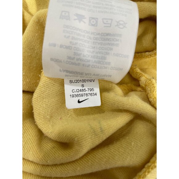 Nike Terry Sweatshirt Size Small Crewneck Cropped Pullover Yellow White Sporty - Picture 7 of 9